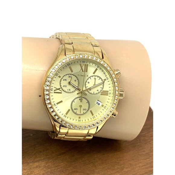 Timex Women's Watch TW2V57800 Quartz Chronograph Gold Dial Stainless Steel 38mm - Picture 11 of 14